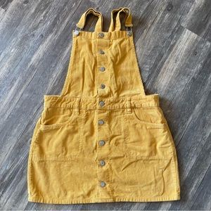 Mustard Yellow Overall Corduroy Dress